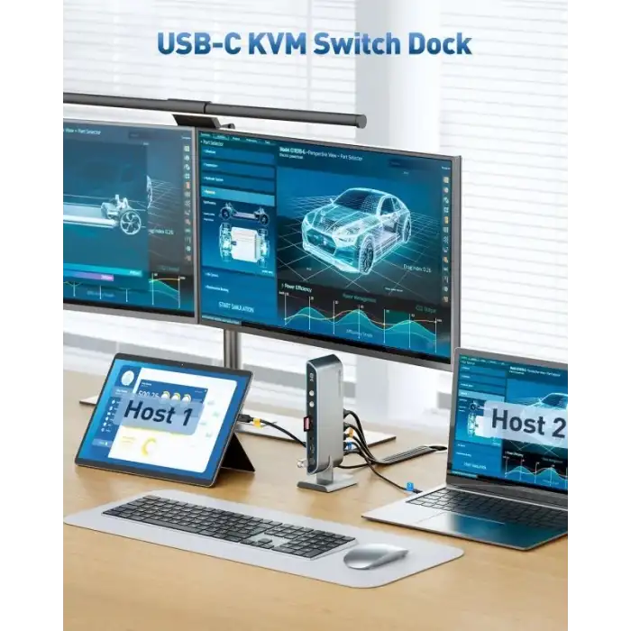 Cable Matters 14 in 1 Çift 4K 60Hz USB C KVM Anahtar Bağlantı İstasyonu