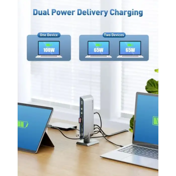 Cable Matters 14 in 1 Çift 4K 60Hz USB C KVM Anahtar Bağlantı İstasyonu