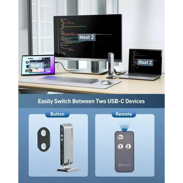 Cable Matters 14 in 1 Çift 4K 60Hz USB C KVM Anahtar Bağlantı İstasyonu
