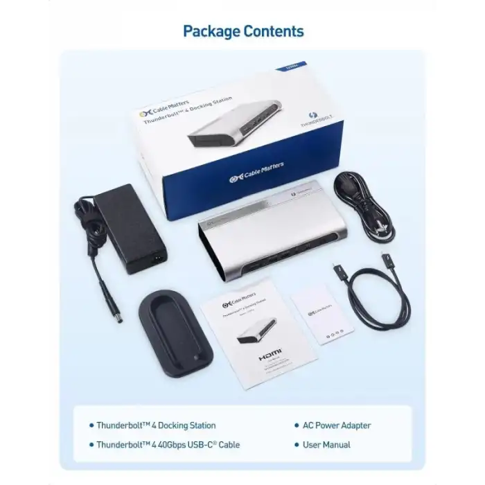 Cable Matters Dörtlü 4K Videolu 16sı 1 arada 40 Gbps Thunderbolt Bağlantı İstasyonu