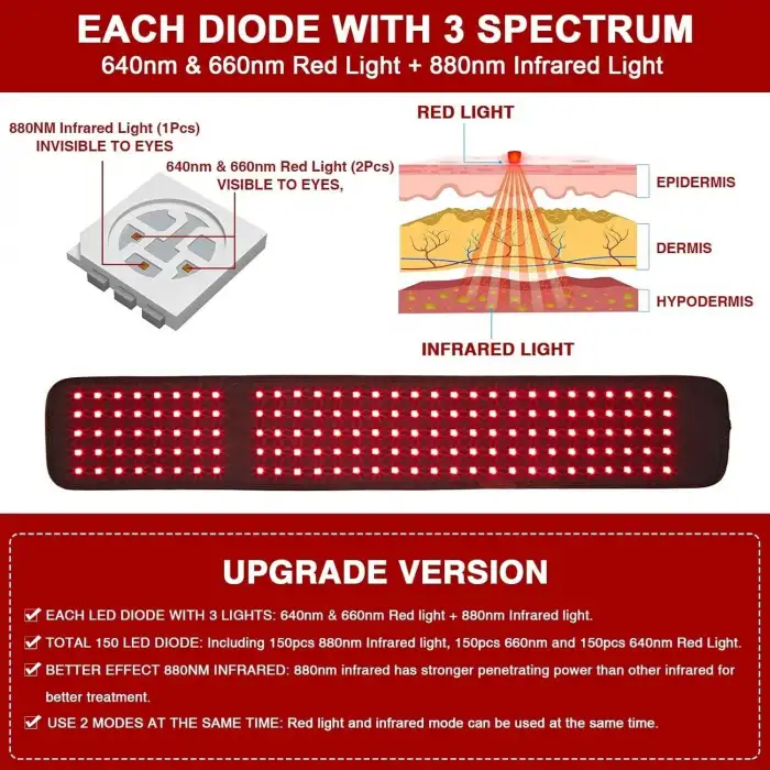 CAMECO Kızılötesi Işık Terapi Kemeri - 640nm-660nm-880nm