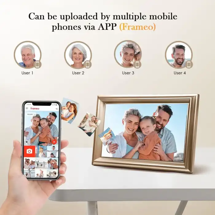 Canupdog WiFi Dijital Resim Çerçevesi 10.1 Inc, 1080P IPS Dokunmatik - Gold