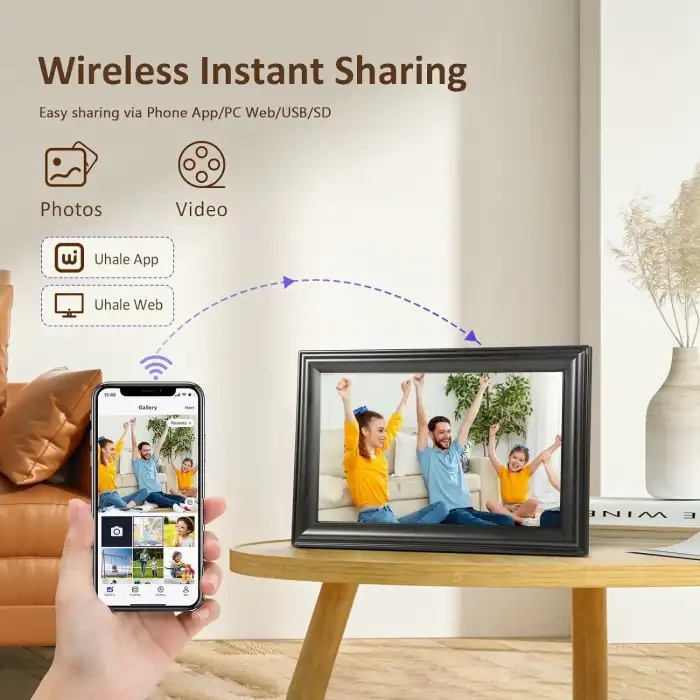 Canupdog WiFi Dijital Resim Çerçevesi 10.1 Inc, 1080P IPS Dokunmatik - Siyah