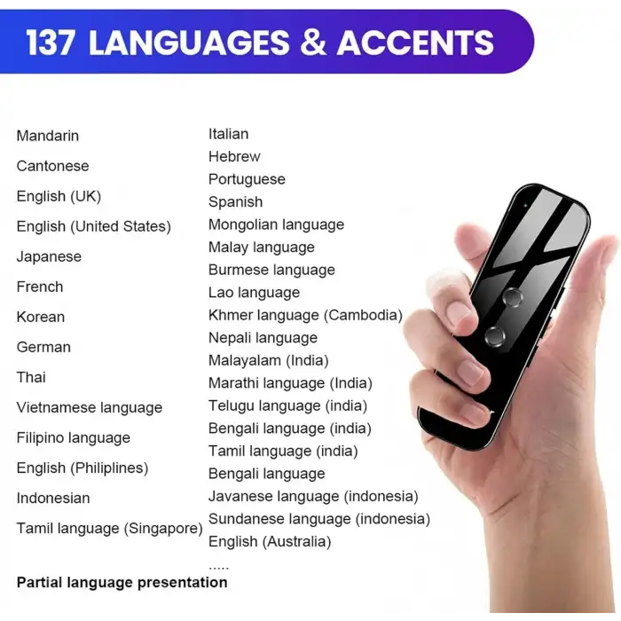 Chunmu Gerçek Zamanlı İki Yönlü - 137 Dil Tercüman Cihazı - Gri