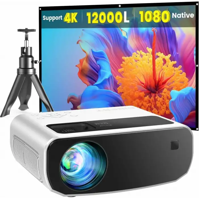 CiBest 1080P Full HD Taşınabilir Dış Mekan Projektörü, 12000L