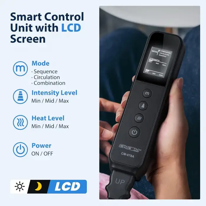 CINCOM Isı ve Kompresyonlu Bacak Masaj Cihazı, Baldır ve Ayak İyileşmesi