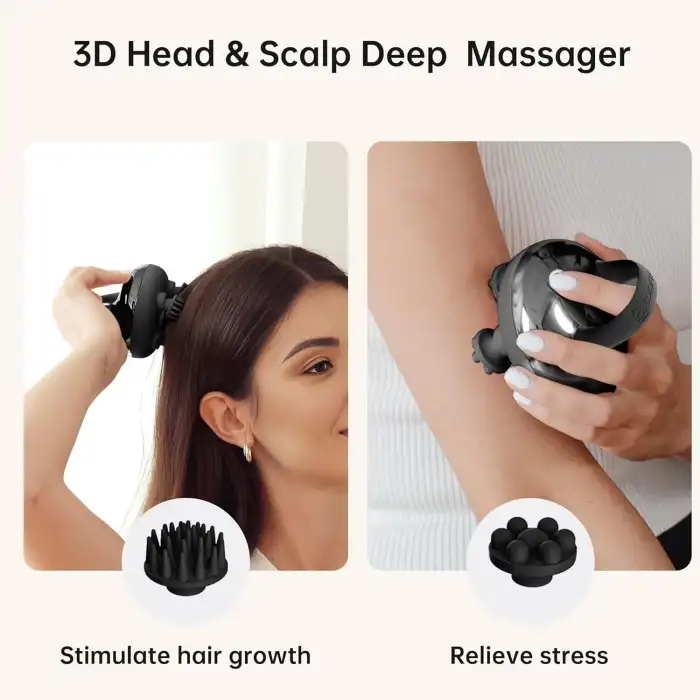 COMFIER 8 Pençeli Su Geçirmez Kablosuz Baş Masajı - Siyah