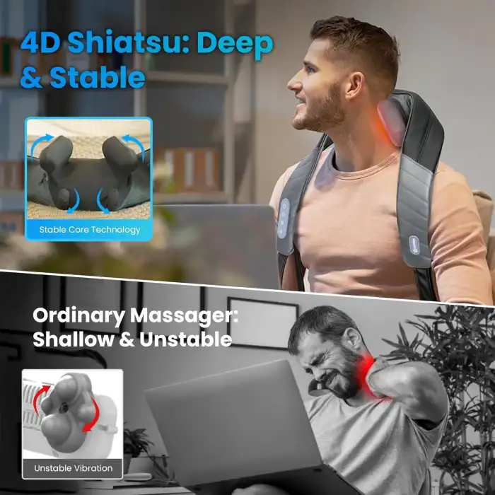 COMFIER Kablosuz Boyun ve Omuz Masaj Aleti - Klasik Gri