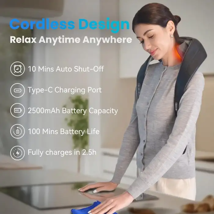 COMFIER Kablosuz Boyun ve Omuz Masaj Aleti - Klasik Siyah