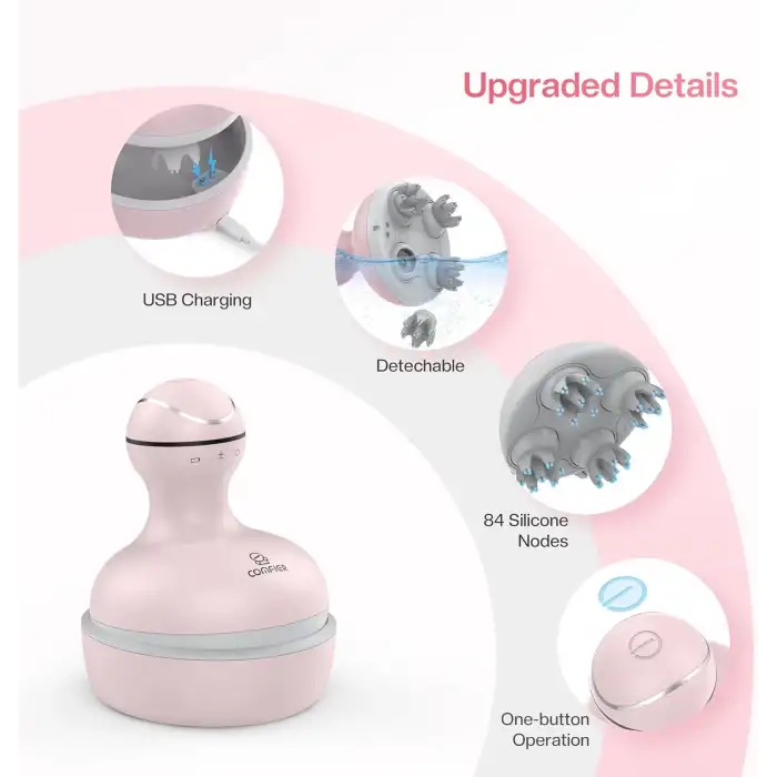 COMFIER Kablosuz Elektrikli Saç Derisi Masaj Cihazı - Pembe