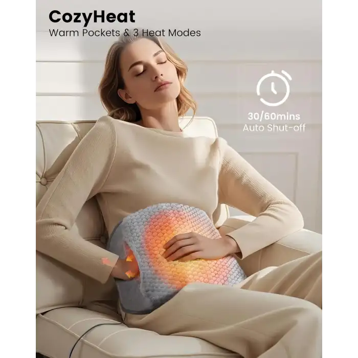 COMFIER Sırt Ağrısı Giderici Isıtma Pedi, El Isıtıcı Cepli Isıtmalı Bel Masaj - Gri