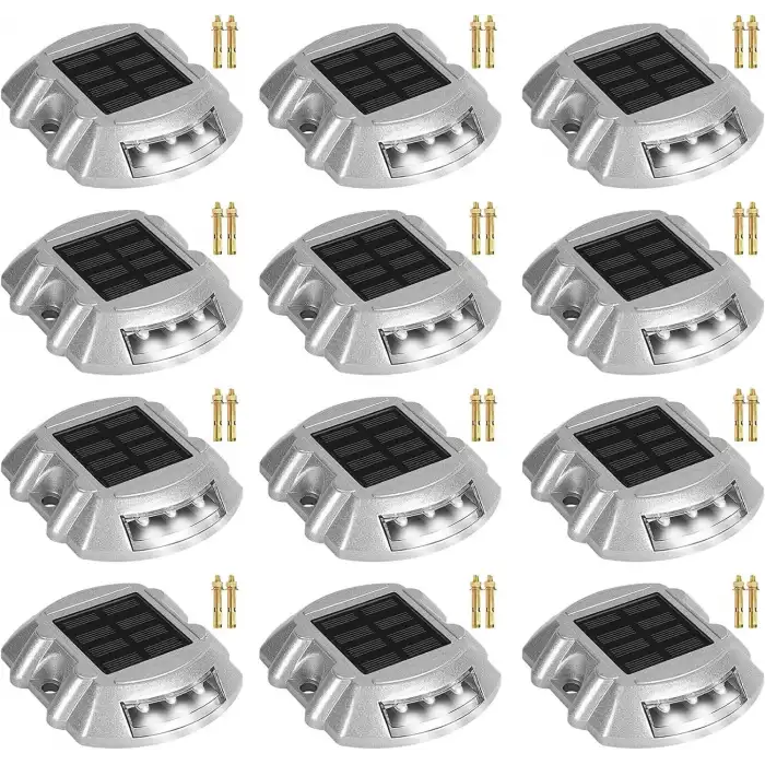 Cremant Güneş Enerjili Yol Yolu Işıkları LED Beyaz Işık - 12 Adet