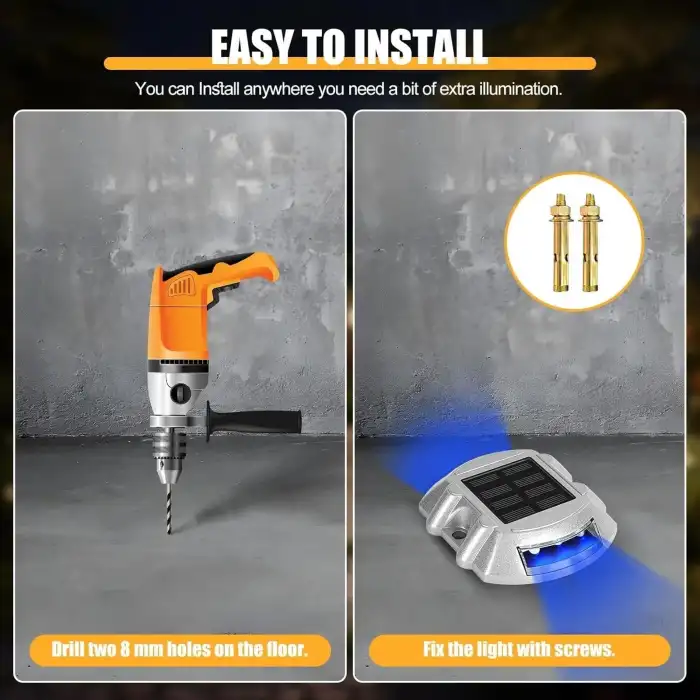 Cremant Güneş Enerjili Yol Yolu Işıkları LED Mavi Işık - 8 Adet