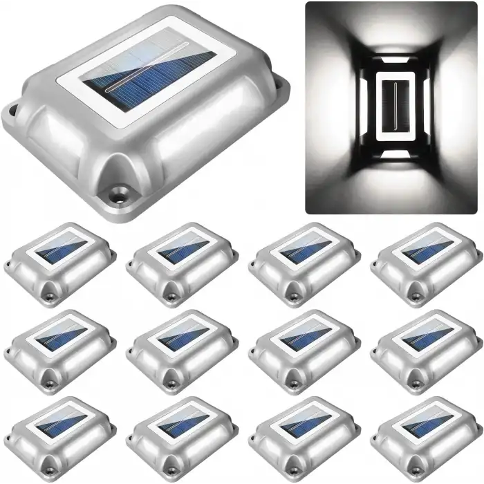 Crepow Güneş Enerjili Güverte Işıkları, Garaj Yolu İskele Işıkları 12 Adet - Beyaz