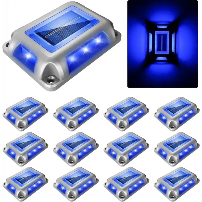 Crepow Güneş Enerjili Güverte Işıkları, Garaj Yolu İskele Işıkları 12 Adet - Mavi