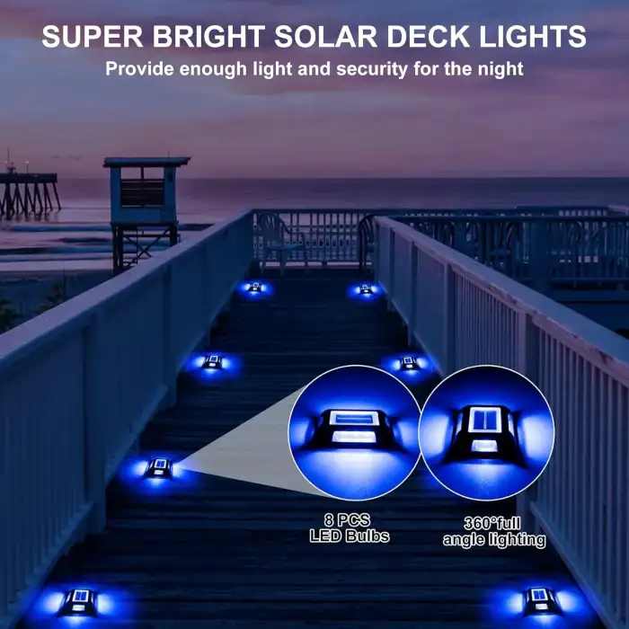 Crepow Güneş Enerjili Güverte Işıkları, Garaj Yolu İskele Işıkları 12 Adet - Mavi