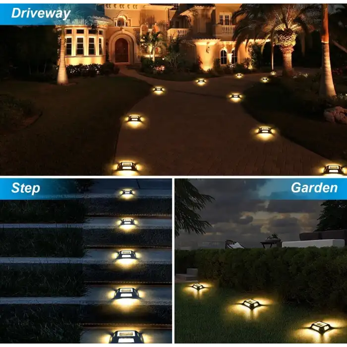 Crepow Güneş Enerjili Güverte Işıkları, Garaj Yolu İskele Işıkları 12 Adet - Sıcak Beyaz