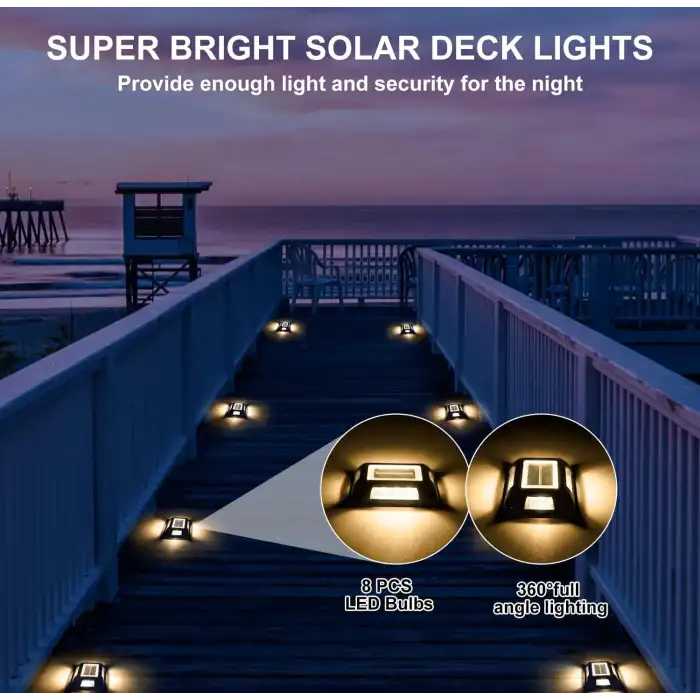 Crepow Güneş Enerjili Güverte Işıkları, Garaj Yolu İskele Işıkları 12 Adet - Sıcak Beyaz