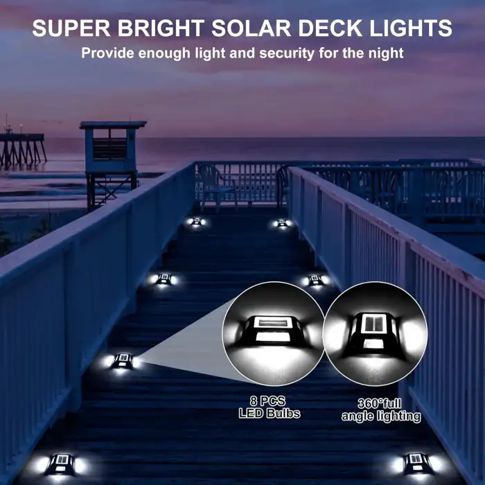 Crepow Güneş Enerjili Güverte Işıkları, Garaj Yolu İskele Işıkları 8 Adet - Beyaz