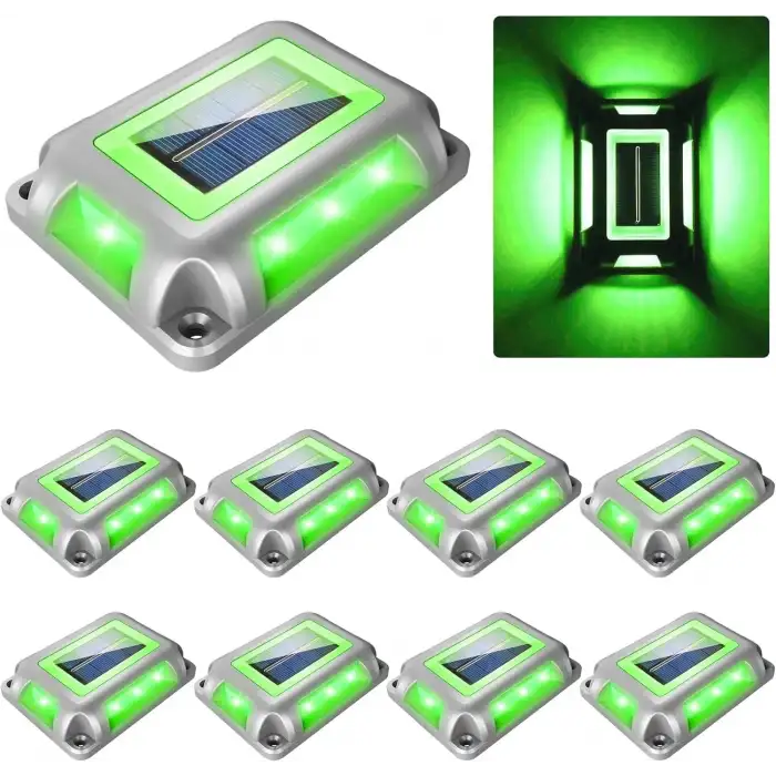 Crepow Güneş Enerjili Güverte Işıkları, Garaj Yolu İskele Işıkları 8 Adet - Yeşil