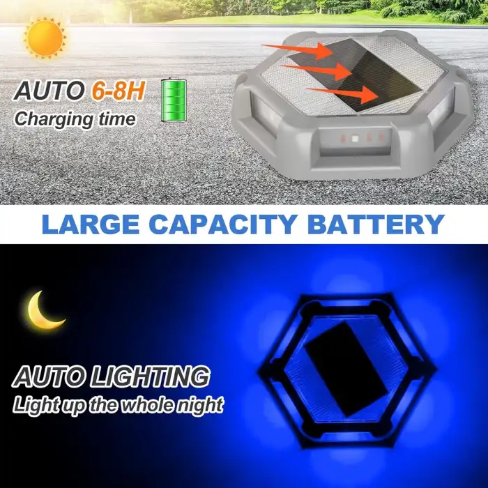 Crepow Güneş Enerjili Su Geçirmez Yol Aydınlatması 12 Adet - Mavi