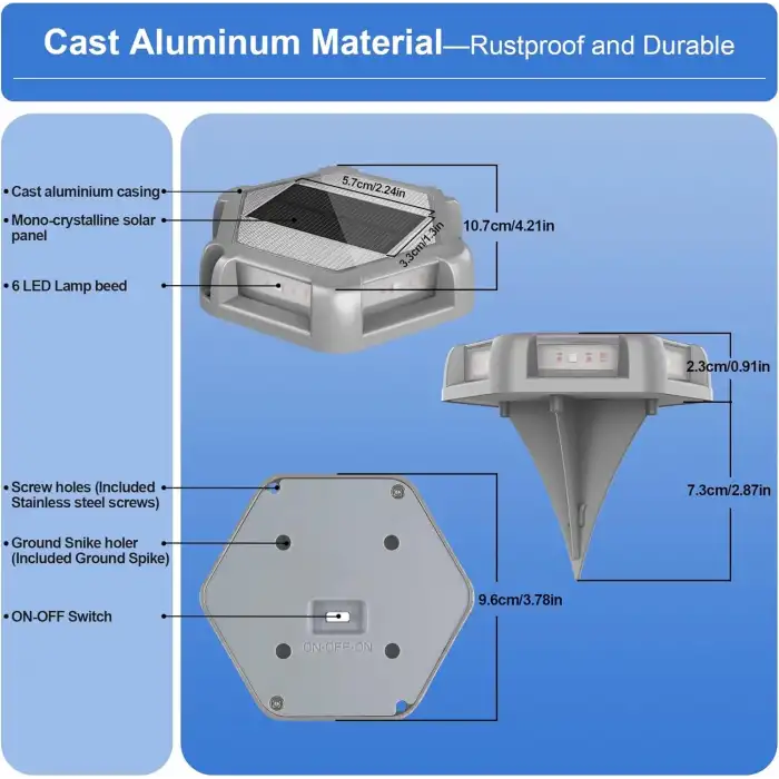 Crepow Güneş Enerjili Su Geçirmez Yol Aydınlatması 12 Adet - Mavi