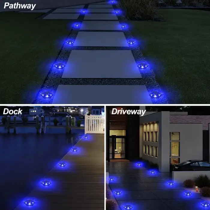 Crepow Güneş Enerjili Su Geçirmez Yol Aydınlatması 12 Adet - Mavi