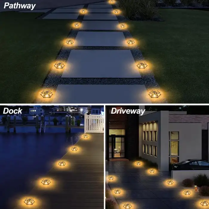 Crepow Güneş Enerjili Su Geçirmez Yol Aydınlatması 12 Adet - Sıcak Beyaz