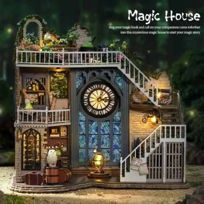 CUTEBEE DIY Ahşap Dollhouse Minyatür Kiti - Sihirli Ev