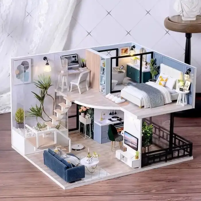 CUTEBEE DIY Ahşap Dollhouse ve Minyatür Mobilya