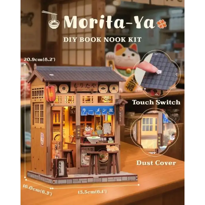 CUTEBEE DIY Ahşap Minyatür Ev Seti Kitaplık