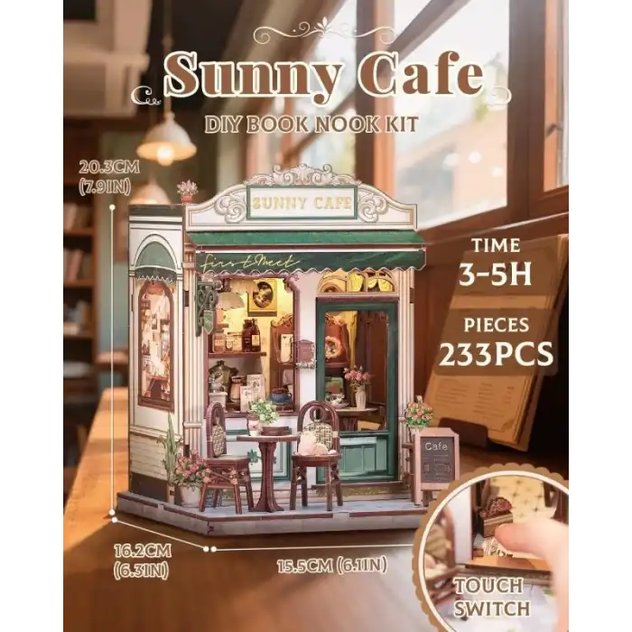 CUTEBEE DIY Ahşap Minyatür Ev Seti Kitaplık