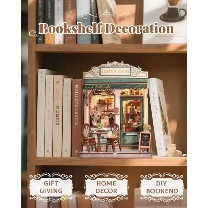 CUTEBEE DIY Ahşap Minyatür Ev Seti Kitaplık