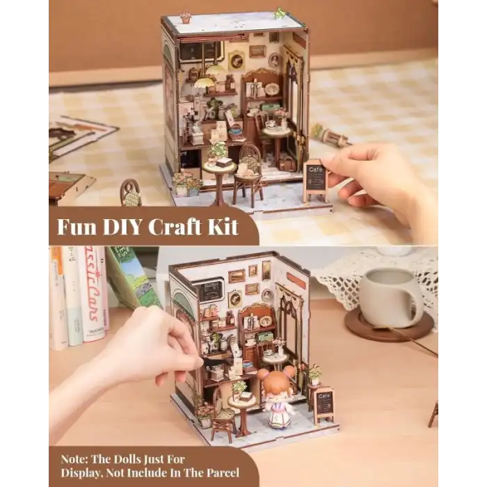 CUTEBEE DIY Ahşap Minyatür Ev Seti Kitaplık
