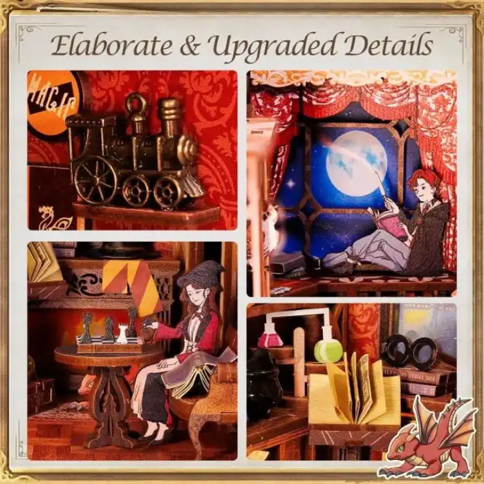 CUTEBEE DIY Ahşap Minyatür Ev Seti Kitaplık