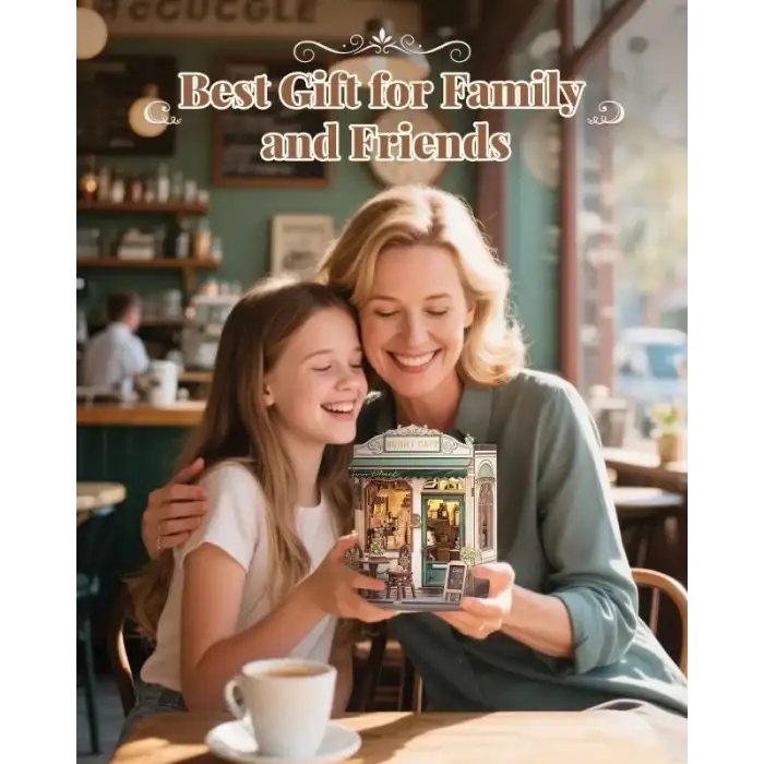 CUTEBEE DIY Ahşap Minyatür Ev Seti Kitaplık