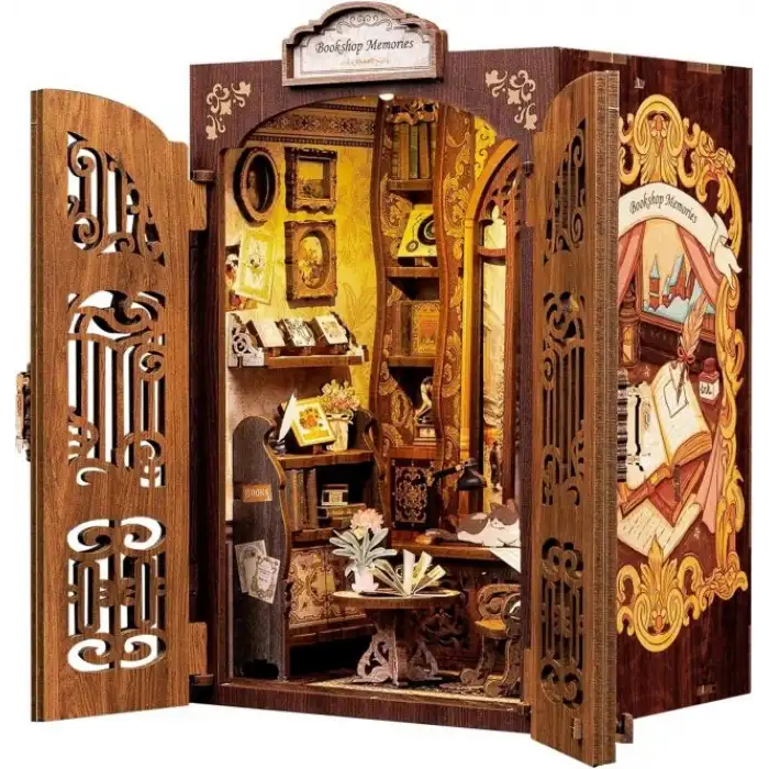 CUTEBEE DIY Ahşap Minyatür Ev Seti Kitaplık