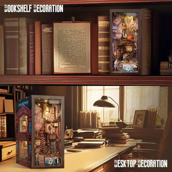 CUTEBEE DIY Ahşap Minyatür Ev Seti Kitaplık