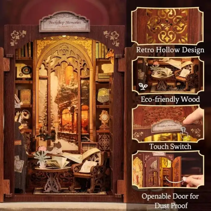 CUTEBEE DIY Ahşap Minyatür Ev Seti Kitaplık