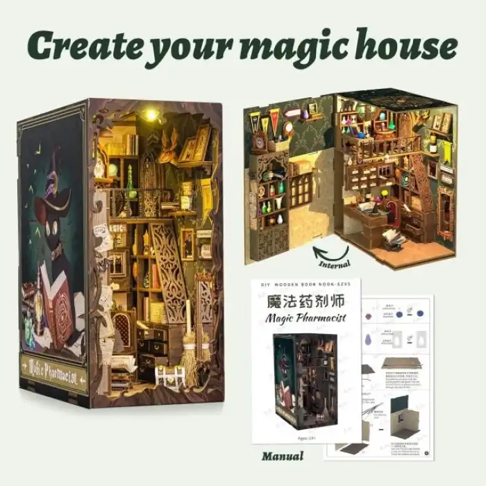 CUTEBEE DIY Dollhouse Kitaplık Hayvan Partisi Rave