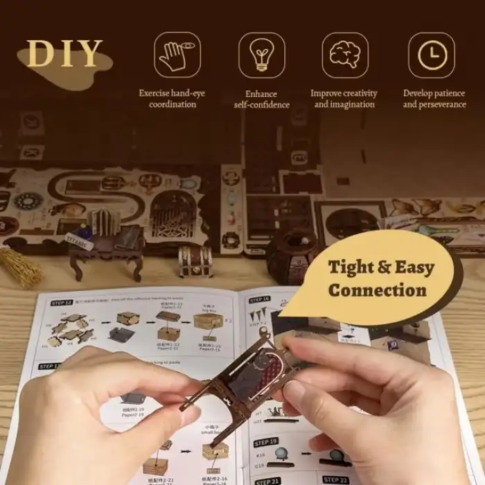 CUTEBEE DIY Dollhouse Kitaplık Hayvan Partisi Rave