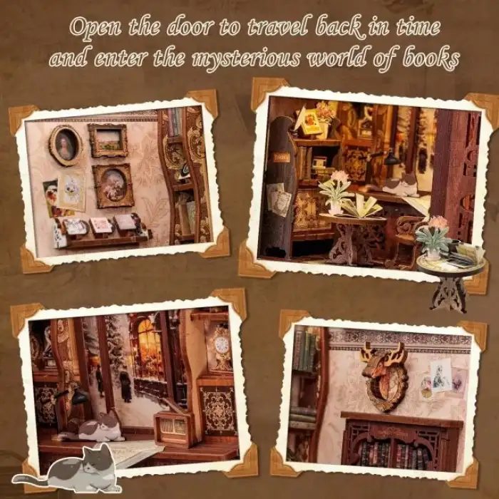 CUTEBEE DIY Dollhouse Kitaplık Hayvan Partisi Rave