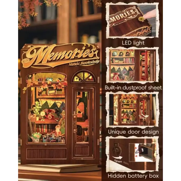 CUTEBEE DIY Ahşap Minyatür Ev Seti Kitaplık