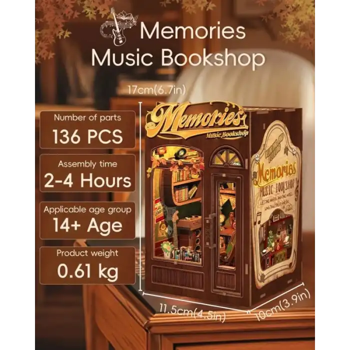 CUTEBEE DIY Ahşap Minyatür Ev Seti Kitaplık