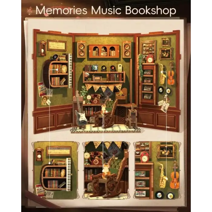 CUTEBEE DIY Ahşap Minyatür Ev Seti Kitaplık