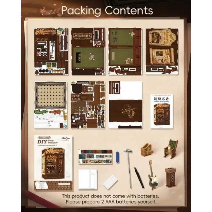 CUTEBEE DIY Ahşap Minyatür Ev Seti Kitaplık