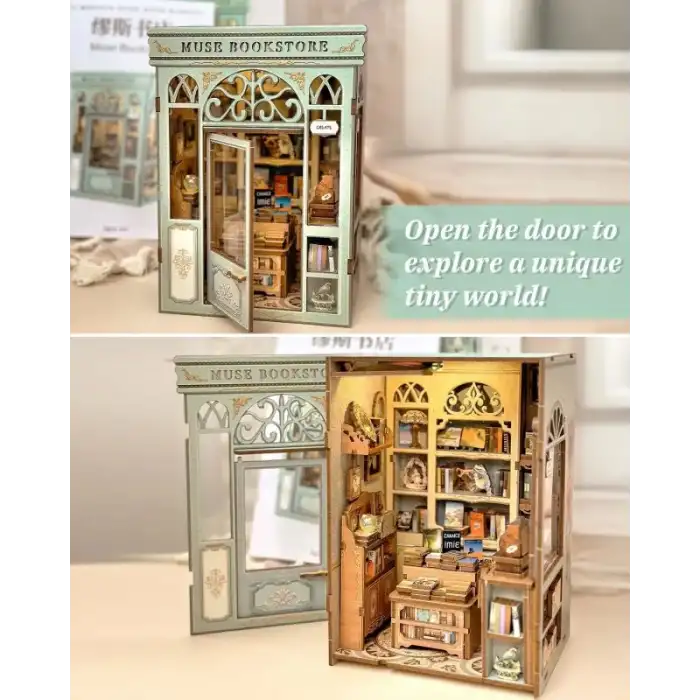 CUTEBEE Toz Kapaklı DIY Kitaplık Seti - Büyükbabanın Antika Dükkanı