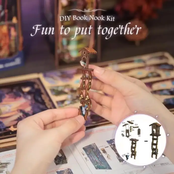 CUTEBEE Toz Kapaklı DIY Kitaplık Seti - Büyükbabanın Antika Dükkanı