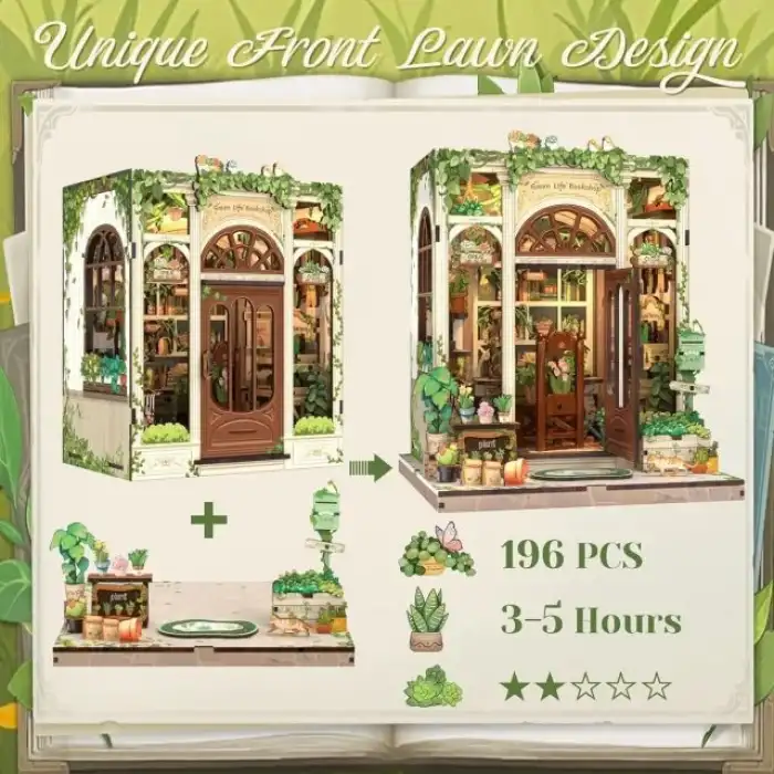 CUTEBEE Toz Kapaklı DIY Kitaplık Seti - Büyükbabanın Antika Dükkanı