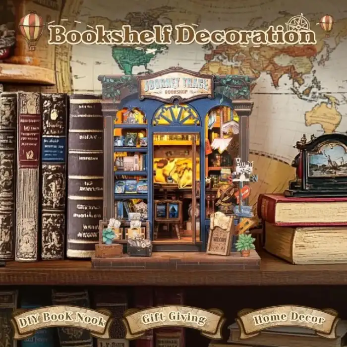 CUTEBEE Toz Kapaklı DIY Kitaplık Seti - Büyükbabanın Antika Dükkanı